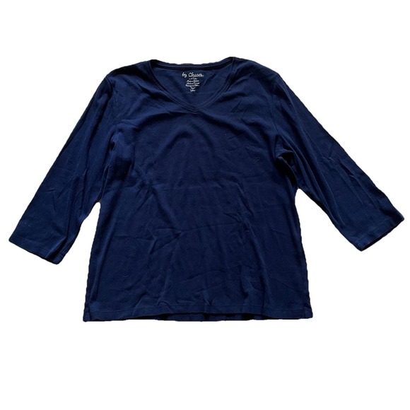 Tops - By Chico's Shirt Women's 2 Med US 12 Navy Blue V-Neck 79984 3/4 Sleeve